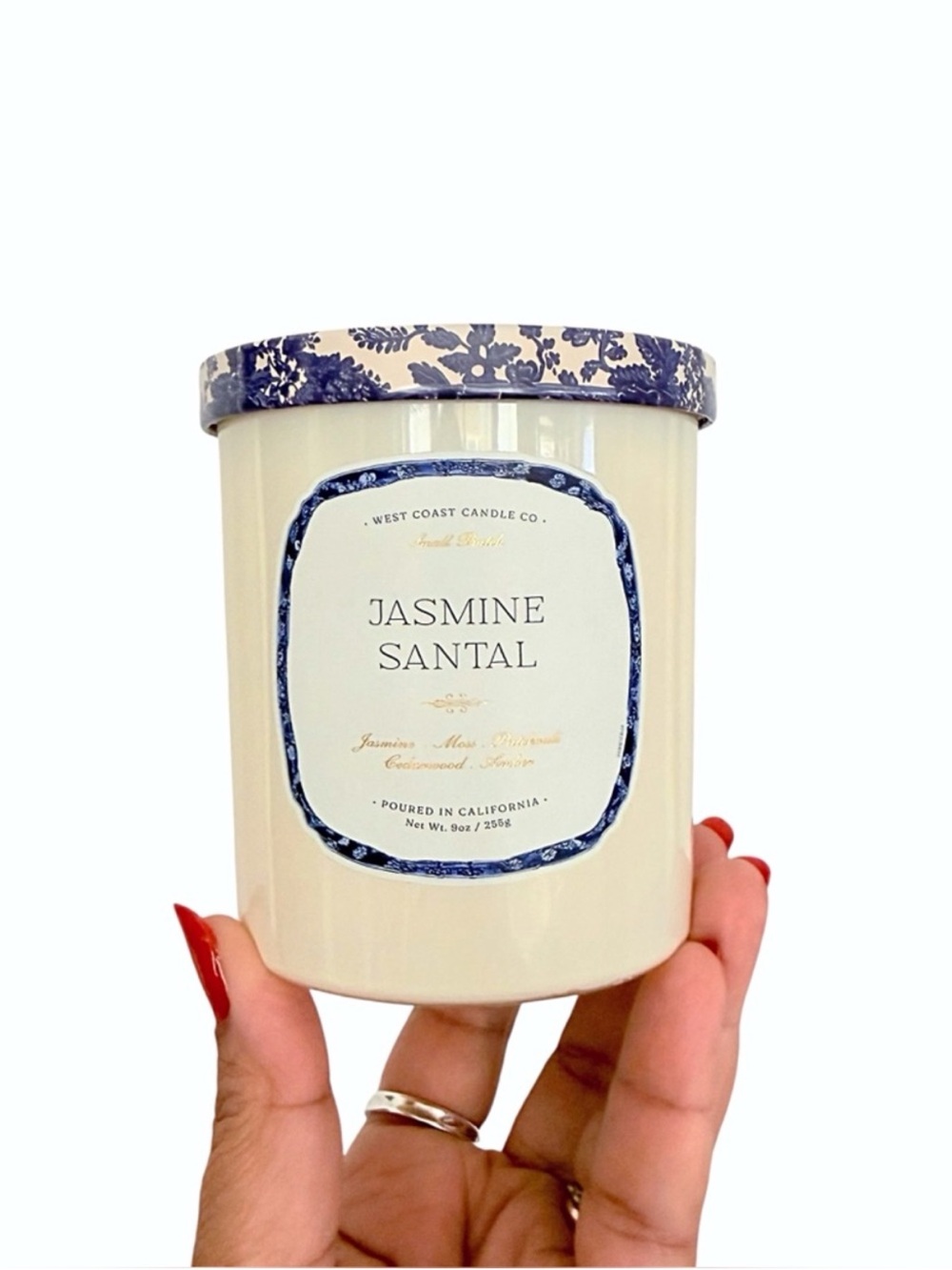 Leoben Company Jasmine Santal Scented Candle - Cream & Blue